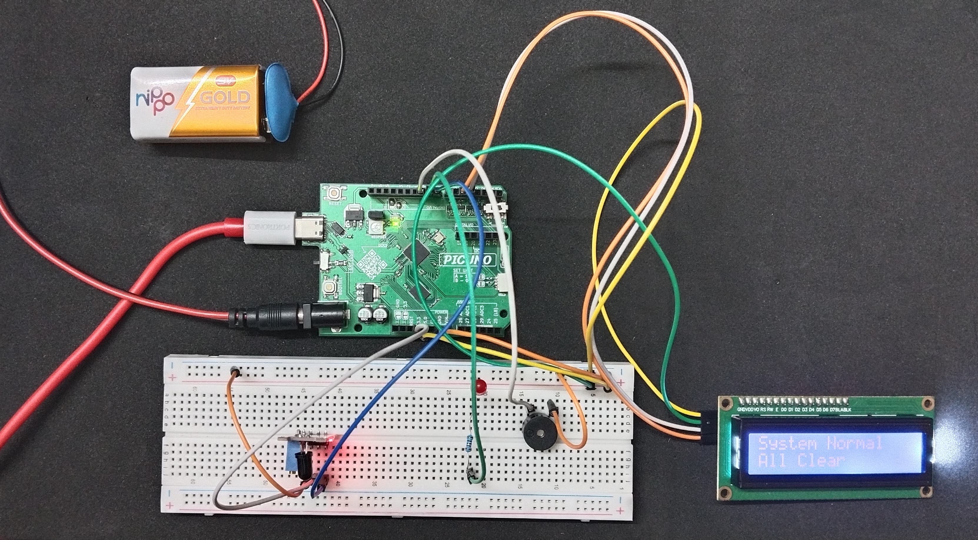 Flame Detection Alarm With LCD Display
