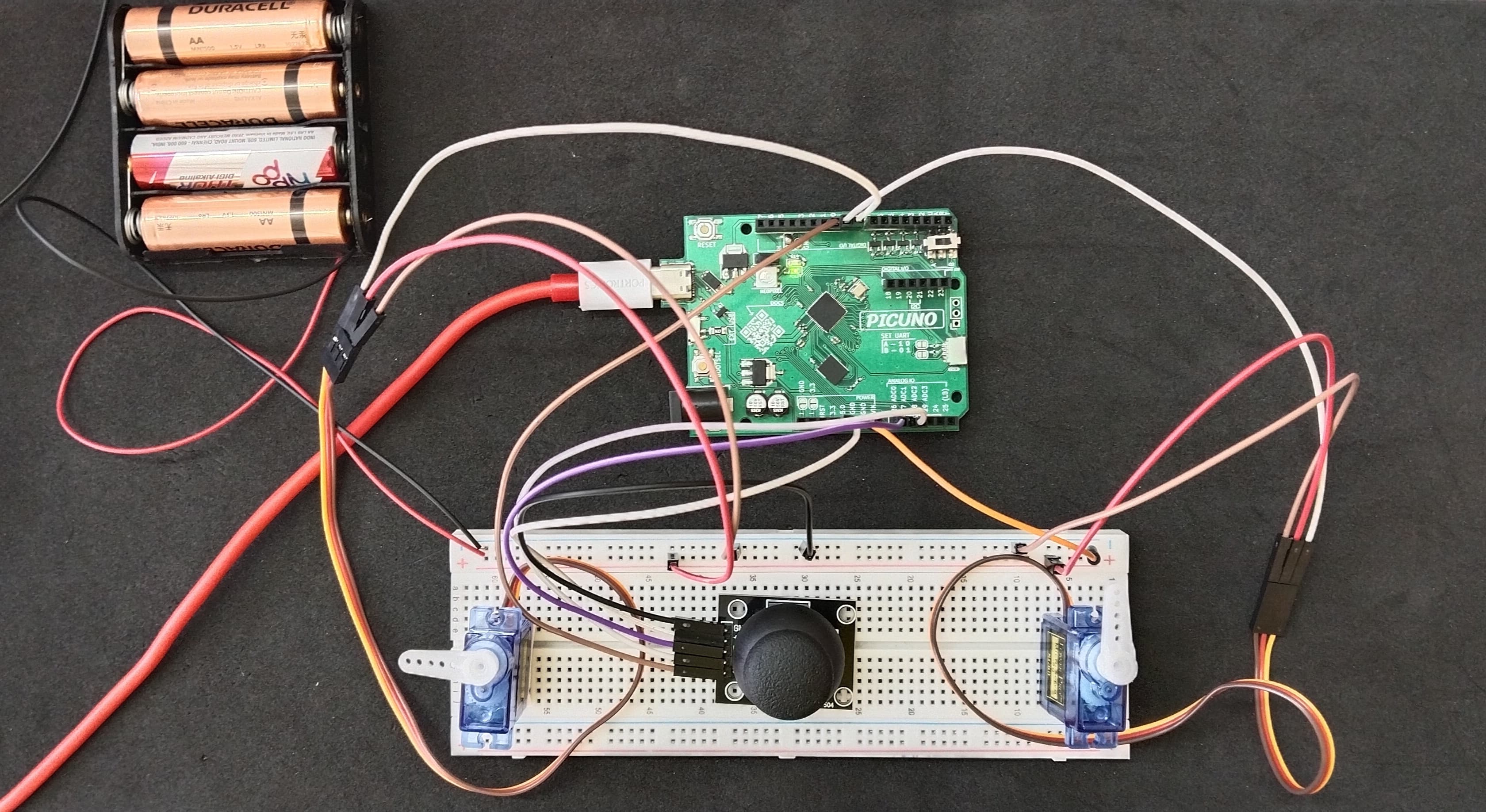 Joystick Controlled Pan And Tilt Servo Arm
